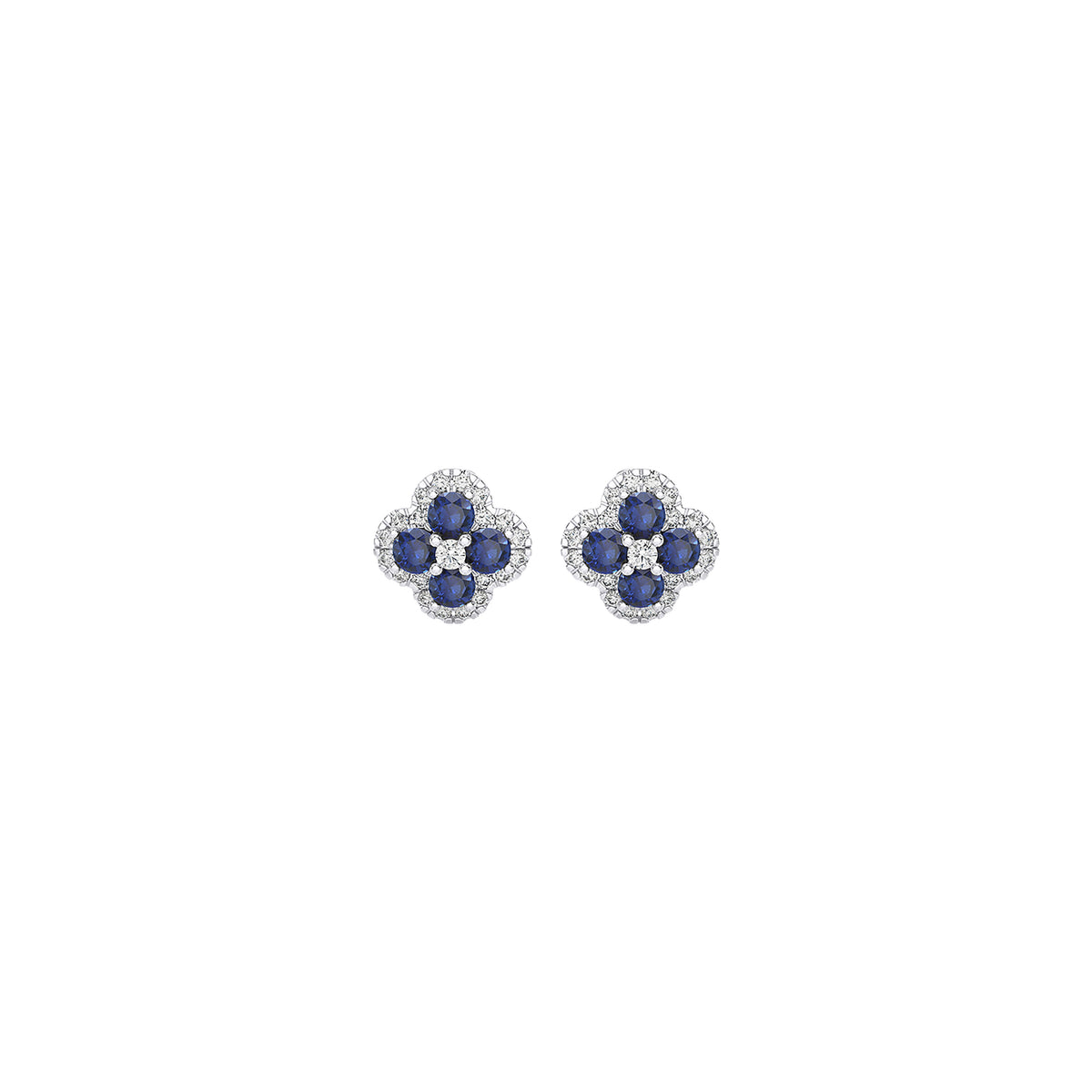 Diamond & Sapphire Earrings 0.24 ct. 18k White Gold