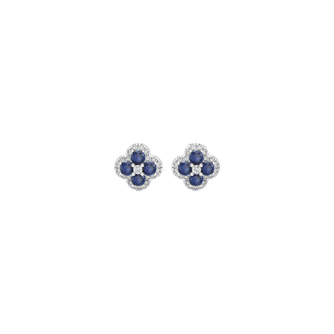 Diamond & Sapphire Earrings 0.24 ct. 18k White Gold