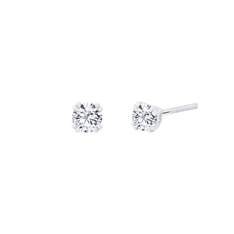 Lab Diamond Round Solitaire Stud Earrings 10K White Gold (0.51