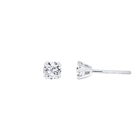 Lab Diamond Round Solitaire Stud Earrings 10K White Gold (0.51