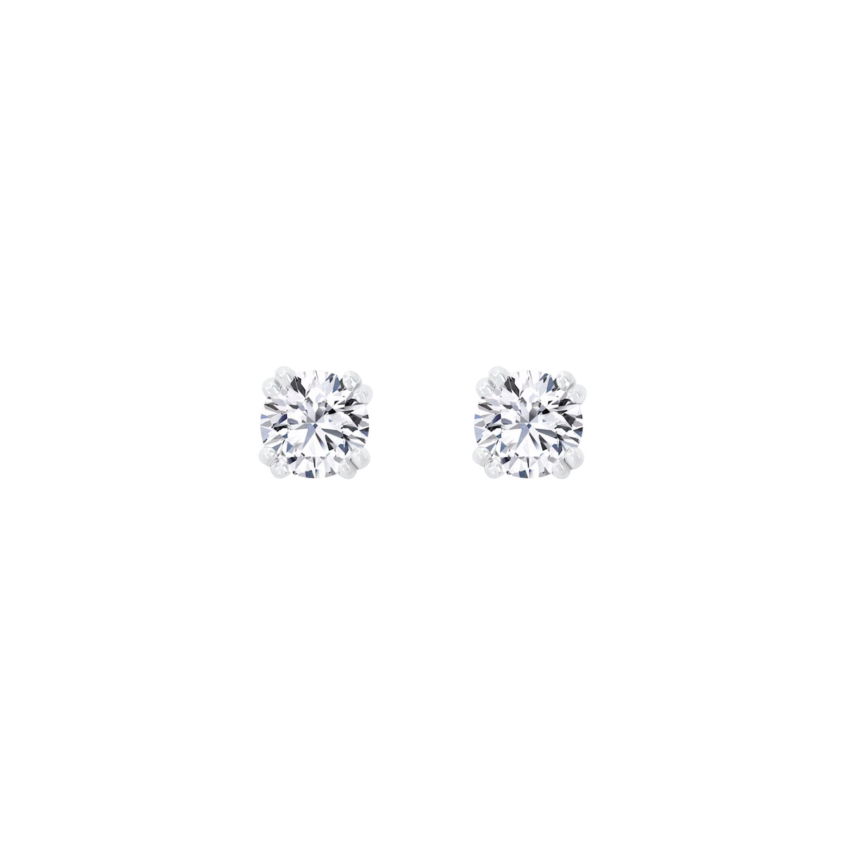 Lab Diamond Round Solitaire Stud Earrings 10K White Gold (0.51