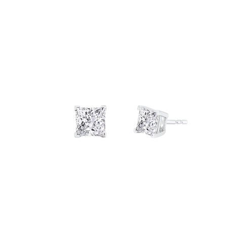 Lab Diamond Princess Cut Stud Earrings 2.84 ct