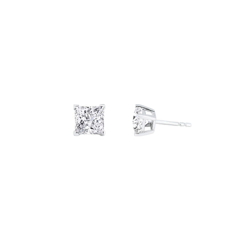 Lab Diamond Princess Cut Stud Earrings 2.84 ct