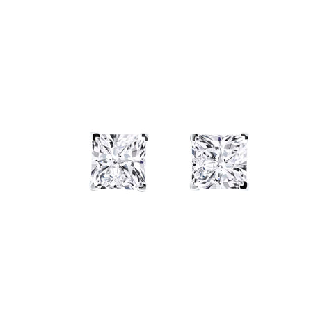 Lab Diamond Princess Cut Stud Earrings 4.01 ct