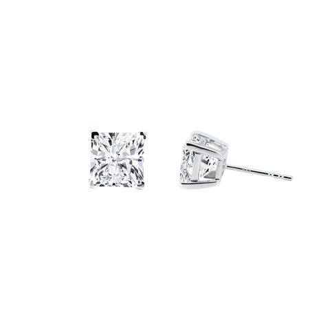 Lab Diamond Princess Cut Stud Earrings 4.01 ct